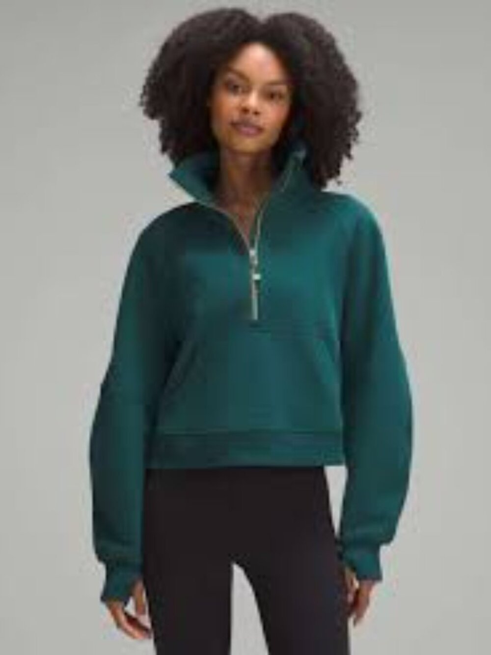 Lululemon Scuba Oversized Funnel Neck Half Zip Forest Green Cotton Fleece Size M